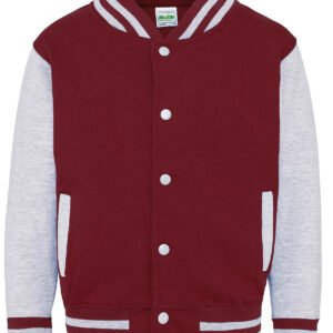 Kids varsity jacket - Burgundy/Heather Grey, 3/4 Yrs