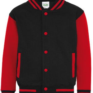 Kids varsity jacket - Jet Black/Fire Red, 3/4 Yrs