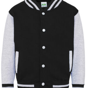 Kids varsity jacket - Jet Black/Heather Grey, 3/4 Yrs