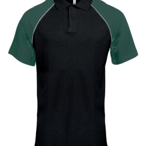 Polo baseball contrast polo shirt - Black/Light Grey/Green, S