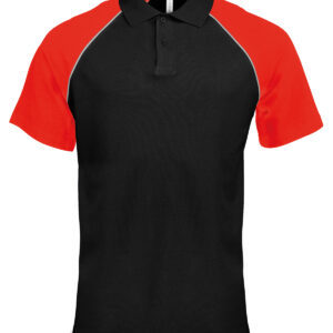 Polo baseball contrast polo shirt - Black/Light Grey/Red, S