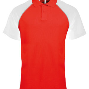 Polo baseball contrast polo shirt - Red/Light Grey/White, S