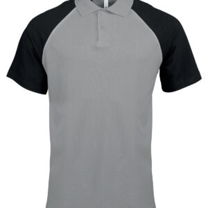 Polo baseball contrast polo shirt - Slate Grey/Light Grey/Black, S
