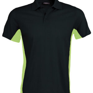 Flags short sleeve bi-colour polo shirt - Black/Lime, S