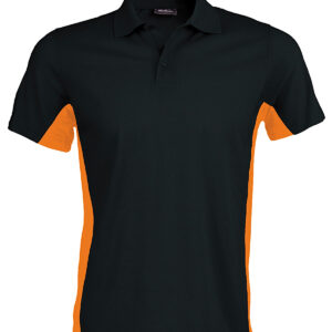Flags short sleeve bi-colour polo shirt - Black/Orange, S