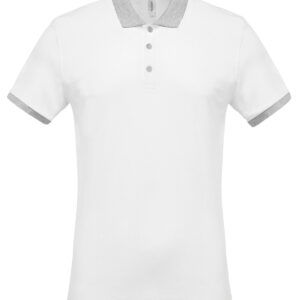 Two-tone piqué polo shirt - White/Oxford Grey, S