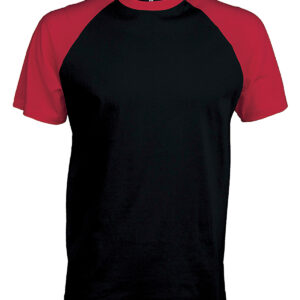Baseball Short-sleeved two-tone T-shirt - Black/Red, S