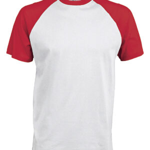 Baseball Short-sleeved two-tone T-shirt - White/Red, S