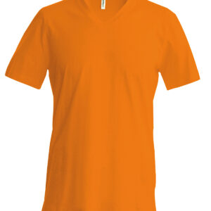 Men's short-sleeved V-neck T-shirt - Orange, S