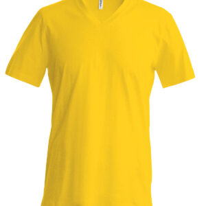 Men's short-sleeved V-neck T-shirt - Yellow, S
