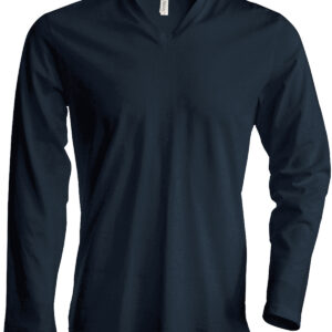 Men's long-sleeved V-neck T-shirt - Dark Grey, S