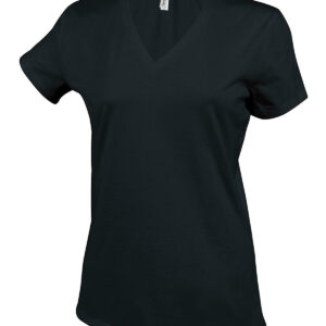 Ladies' short-sleeved V-neck T-shirt - Black, S