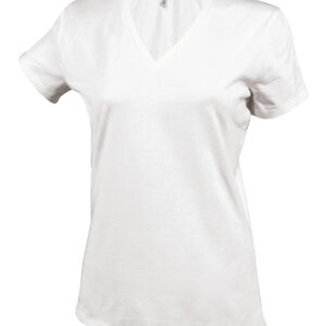Ladies' short-sleeved V-neck T-shirt - White, S