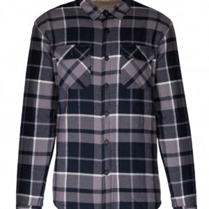 Sherpa-lined checked shirt jacket - Storm Grey/Navy, S