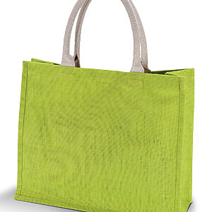 Jute beach bag. - Lime, One size