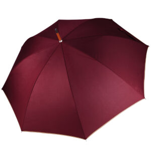 Auto open wooden umbrella - Burgundy/Beige, One size