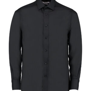 Tailored business shirt long-sleeved (tailored fit) - Black, 14.5
