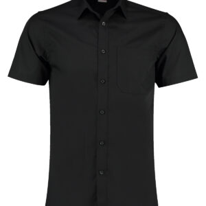 Poplin shirt short-sleeved (tailored fit) - Black, 13.5