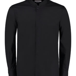 Mandarin collar shirt long-sleeved (tailored fit) - Black, S