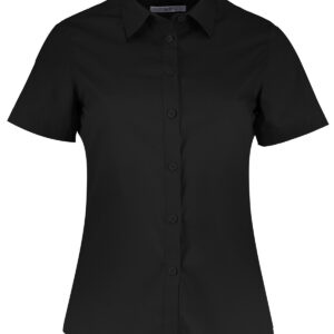 Women's poplin shirt short sleeve - Black, 6