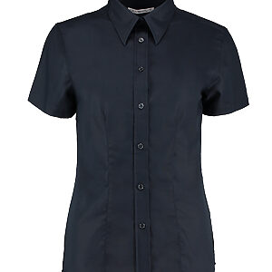 Women's workplace Oxford blouse short-sleeved (tailored fit) - French Navy, 8