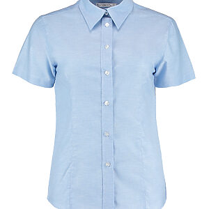 Women's workplace Oxford blouse short-sleeved (tailored fit) - Light Blue, 6