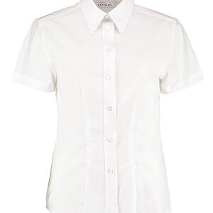 Women's workplace Oxford blouse short-sleeved (tailored fit) - White, 6
