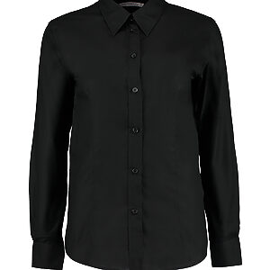 Women's workplace Oxford blouse long-sleeved (tailored fit) - Black, 8