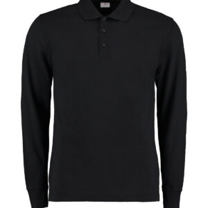 Piqué polo long-sleeved (classic fit) - Black, S