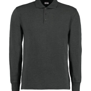 Piqué polo long-sleeved (classic fit) - Graphite, S