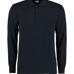 Piqué polo long-sleeved (classic fit) - Navy, S
