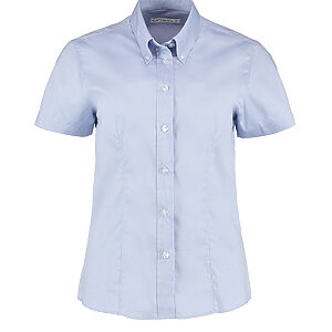 Women's corporate Oxford blouse short-sleeved (tailored fit) - Light Blue, 6