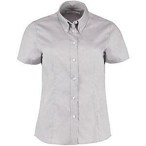 Women's corporate Oxford blouse short-sleeved (tailored fit) - Silver* Grey, 8