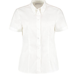 Women's corporate Oxford blouse short-sleeved (tailored fit) - White, 6