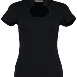 Women's corporate top keyhole neck (regular fit) - Black, Wom 8/10