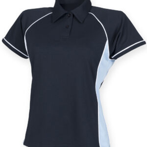 Women's piped performance polo - Navy/Sky/White, S