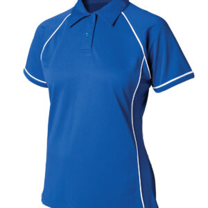 Women's piped performance polo - Royal/White, S
