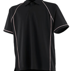 Kids piped performance polo - Black/White*†, 3/4 Yrs