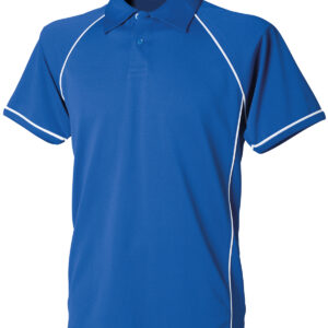 Kids piped performance polo - Royal/White, 5/6 Yrs