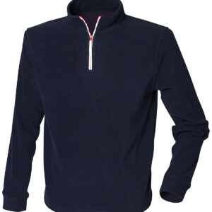 ¼ zip long sleeve fleece piped - Navy/White/Red, XS