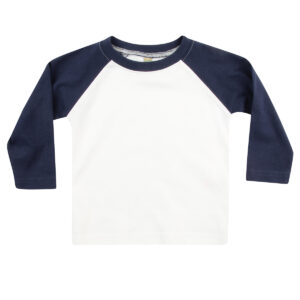 Long sleeve baseball t-shirt - White/Navy, 0/6 Months