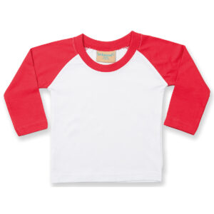 Long sleeve baseball t-shirt - White/Red, 0/6 Months