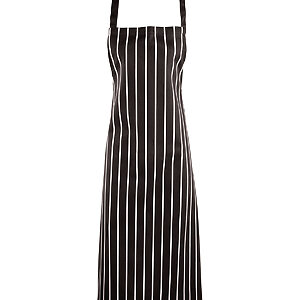 Striped bib apron - Black White, One size
