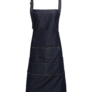 Jeans stitch bib apron - Indigo Denim, One size