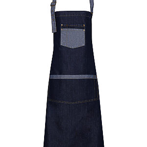 Domain contrast denim bib apron - Indigo Denim, One size
