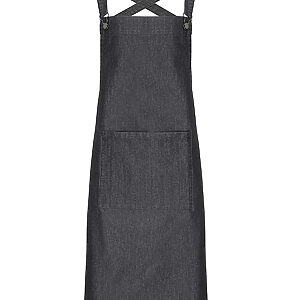 Cross back 'barista' bib apron - Black Denim, One size