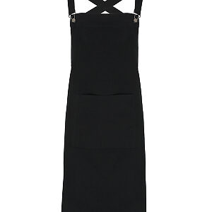 Cross back 'barista' bib apron - Black, One size