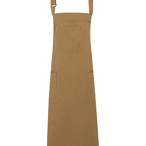 Chino cotton bib apron - Khaki, One size