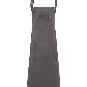 Chino cotton bib apron - Steel, One size