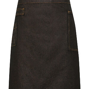 Division waxed-look denim waist apron - Black/Tan Denim, One size